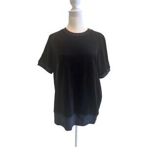 Todd Snyder Shirt SZM Velvet Short Sleeve Pullover Black Round Neck Women